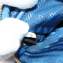 PRADA Shoulder Bag Nylon Gold Blue Auth 129679-12