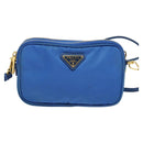 PRADA Shoulder Bag Nylon Gold Blue Auth 129679A-13