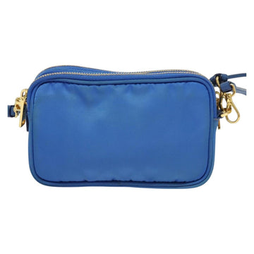 PRADA Shoulder Bag Nylon Gold Blue Auth 129679 - 0