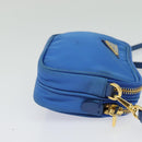 PRADA Shoulder Bag Nylon Gold Blue Auth 129679-4