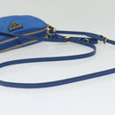 PRADA Shoulder Bag Nylon Gold Blue Auth 129679A-7