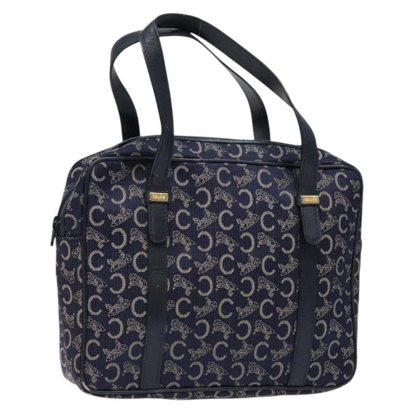 CELINE Sulky Hand Bag Canvas Navy Auth 129685