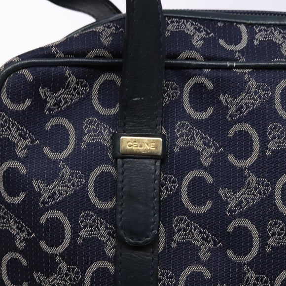 CELINE Sulky Hand Bag Canvas Navy Auth 129685