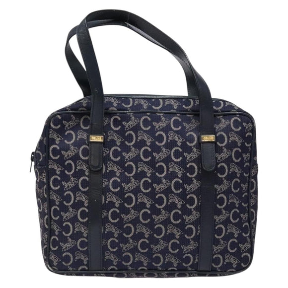 CELINE Sulky Hand Bag Canvas Navy Auth 129685