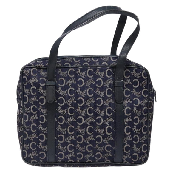 CELINE Sulky Hand Bag Canvas Navy Auth 129685