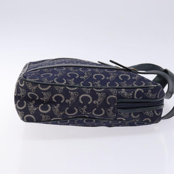 CELINE Sulky Hand Bag Canvas Navy Auth 129685