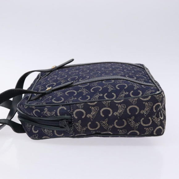 CELINE Sulky Hand Bag Canvas Navy Auth 129685