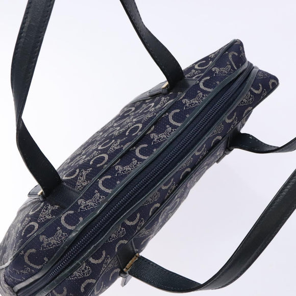 CELINE Sulky Hand Bag Canvas Navy Auth 129685