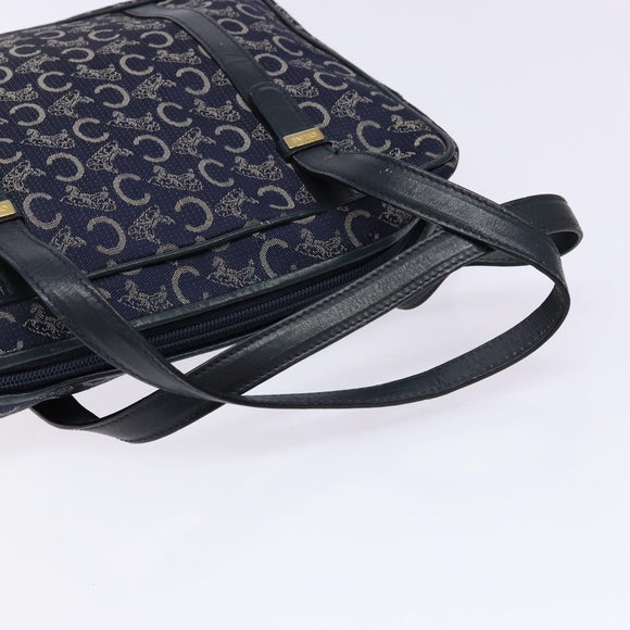CELINE Sulky Hand Bag Canvas Navy Auth 129685