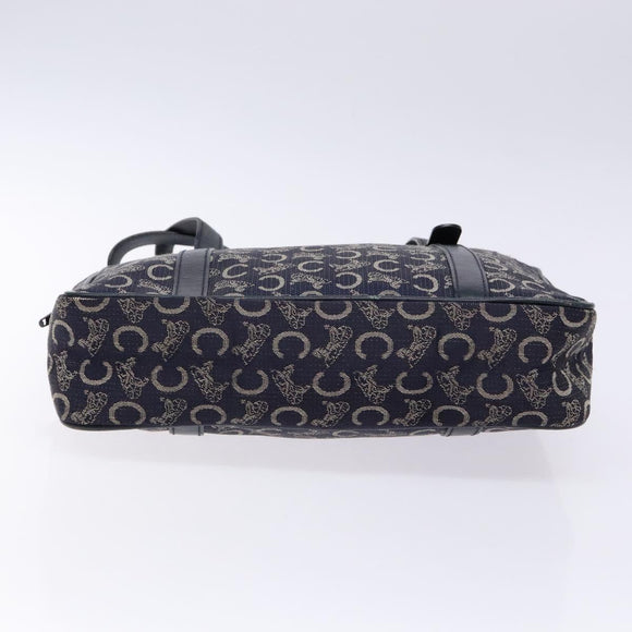 CELINE Sulky Hand Bag Canvas Navy Auth 129685