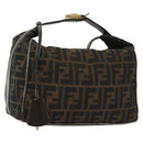 FENDI Zucca Canvas Vanity Pouch Black Brown Auth 129688-1