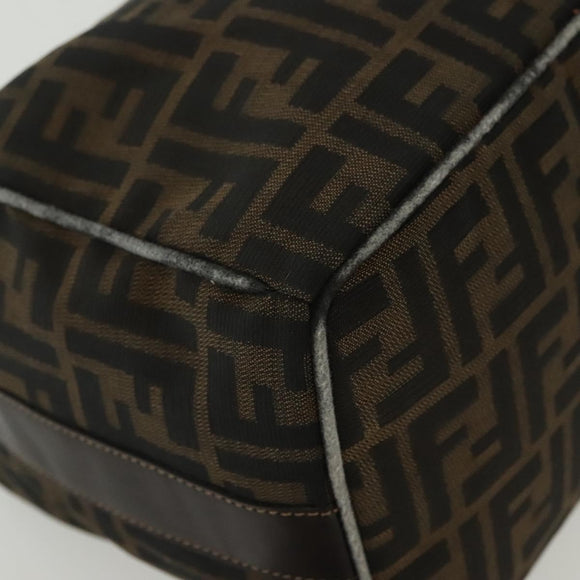 FENDI Zucca Canvas Vanity Pouch Black Brown Auth 129688