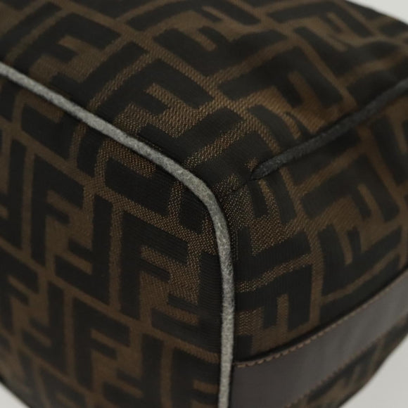 FENDI Zucca Canvas Vanity Pouch Black Brown Auth 129688