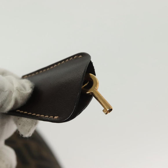 FENDI Zucca Canvas Vanity Pouch Black Brown Auth 129688