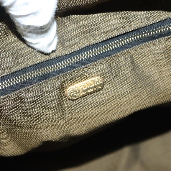 FENDI Zucca Canvas Vanity Pouch Black Brown Auth 129688