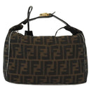 FENDI Zucca Canvas Vanity Pouch Black Brown Auth 129688-13
