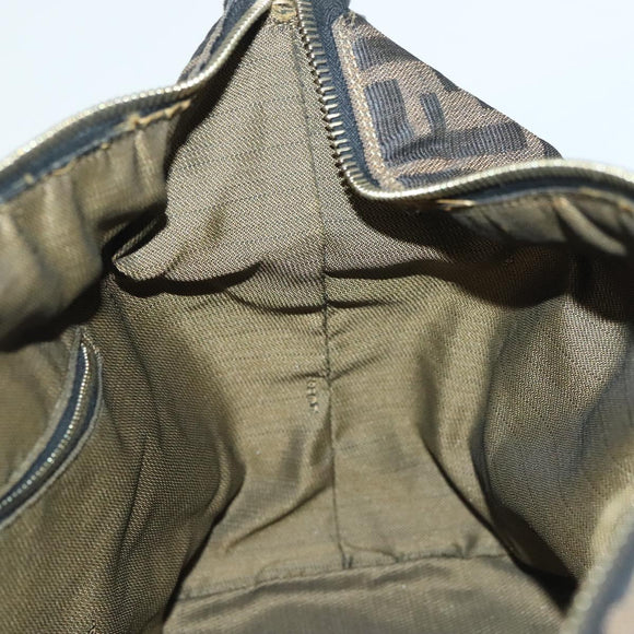 FENDI Zucca Canvas Vanity Pouch Black Brown Auth 129688