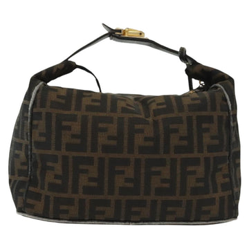 FENDI Zucca Canvas Vanity Pouch Black Brown Auth 129688 - 0