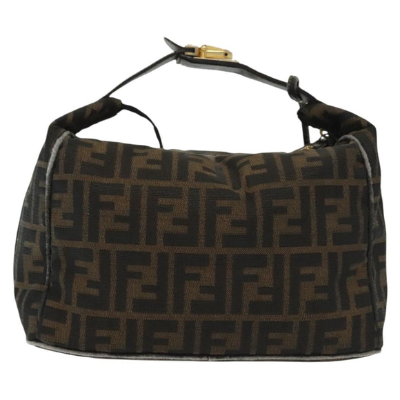 FENDI Zucca Canvas Vanity Pouch Black Brown Auth 129688
