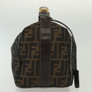 FENDI Zucca Canvas Vanity Pouch Black Brown Auth 129688-4