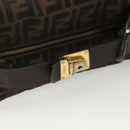 FENDI Zucca Canvas Vanity Pouch Black Brown Auth 129688-7