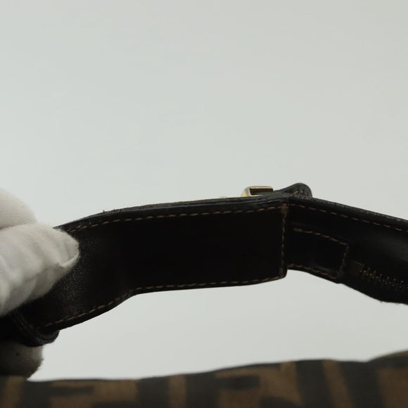 FENDI Zucca Canvas Vanity Pouch Black Brown Auth 129688