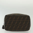 FENDI Zucca Canvas Vanity Pouch Black Brown Auth 129688-5