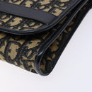 Christian Dior Trotter Canvas Shoulder Bag Navy Gold Auth 129696-14