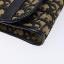 Christian Dior Trotter Canvas Shoulder Bag Navy Gold Auth 129696-15