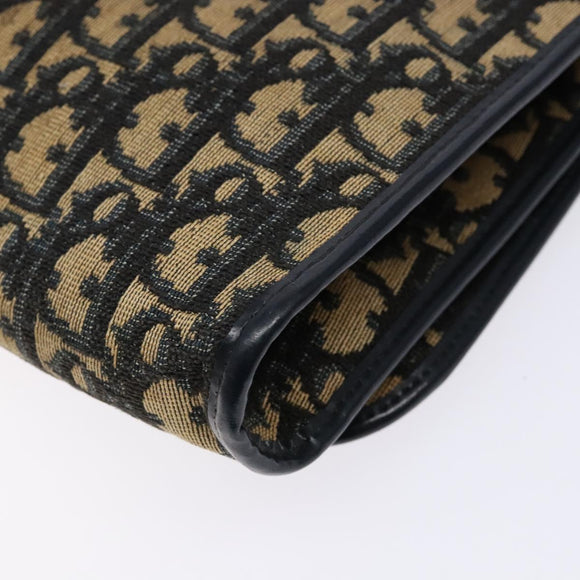 Christian Dior Trotter Canvas Shoulder Bag Navy Gold Auth 129696