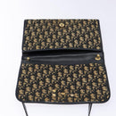 Christian Dior Trotter Canvas Shoulder Bag Navy Gold Auth 129696-19