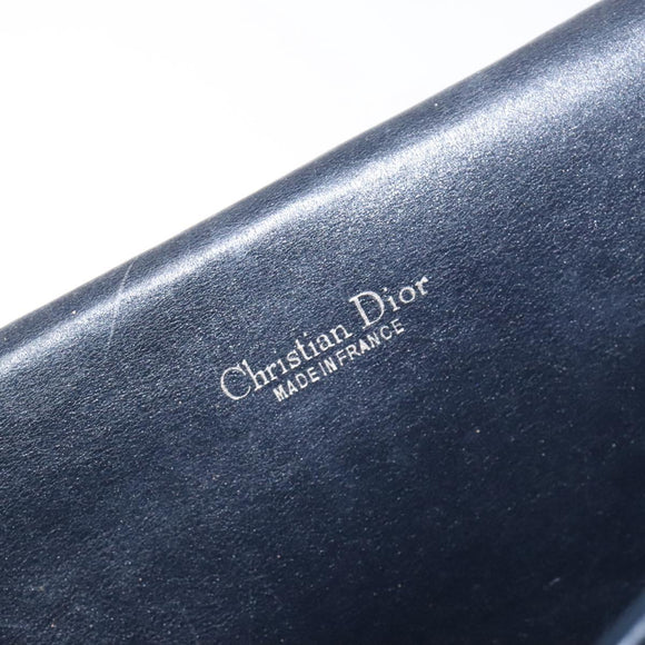 Christian Dior Trotter Canvas Shoulder Bag Navy Gold Auth 129696