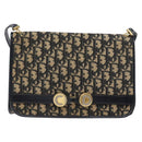 Christian Dior Trotter Canvas Shoulder Bag Navy Gold Auth 129696-13