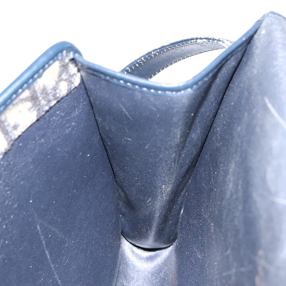 Christian Dior Trotter Canvas Shoulder Bag Navy Gold Auth 129696