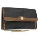 Christian Dior Honeycomb Canvas Chain Shoulder Bag PVC Black Gold Auth 129697-1