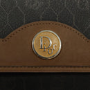 Christian Dior Honeycomb Canvas Chain Shoulder Bag PVC Black Gold Auth 129697-17