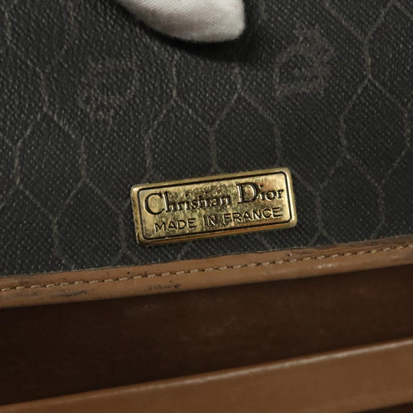 Christian Dior Honeycomb Canvas Chain Shoulder Bag PVC Black Gold Auth 129697