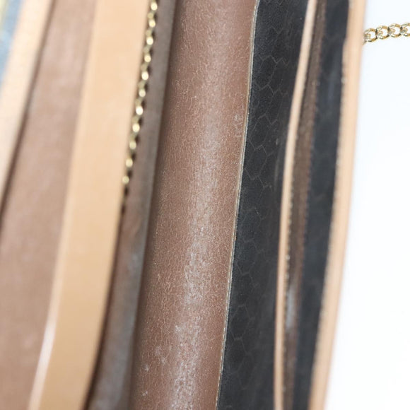 Christian Dior Honeycomb Canvas Chain Shoulder Bag PVC Black Gold Auth 129697