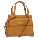 Christian Dior Hand Bag Leather 2way Brown Gold Auth 129698-1