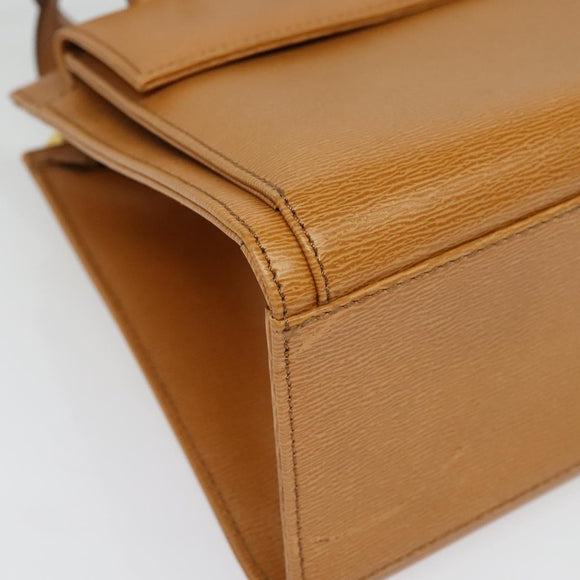 Christian Dior Hand Bag Leather 2way Brown Gold Auth 129698