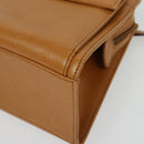 Christian Dior Hand Bag Leather 2way Brown Gold Auth 129698-13