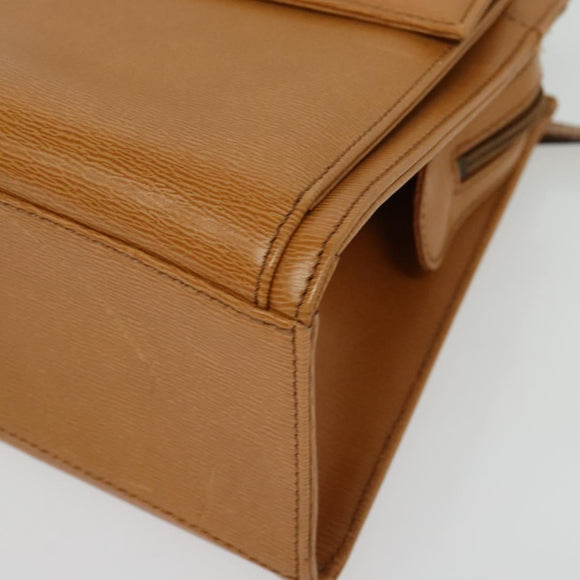 Christian Dior Hand Bag Leather 2way Brown Gold Auth 129698