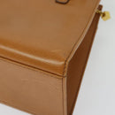 Christian Dior Hand Bag Leather 2way Brown Gold Auth 129698-15