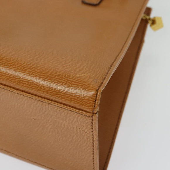 Christian Dior Hand Bag Leather 2way Brown Gold Auth 129698