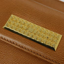 Christian Dior Hand Bag Leather 2way Brown Gold Auth 129698-16