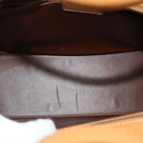 Christian Dior Hand Bag Leather 2way Brown Gold Auth 129698-18