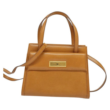 Christian Dior Hand Bag Leather 2way Brown Gold Auth 129698 - 0