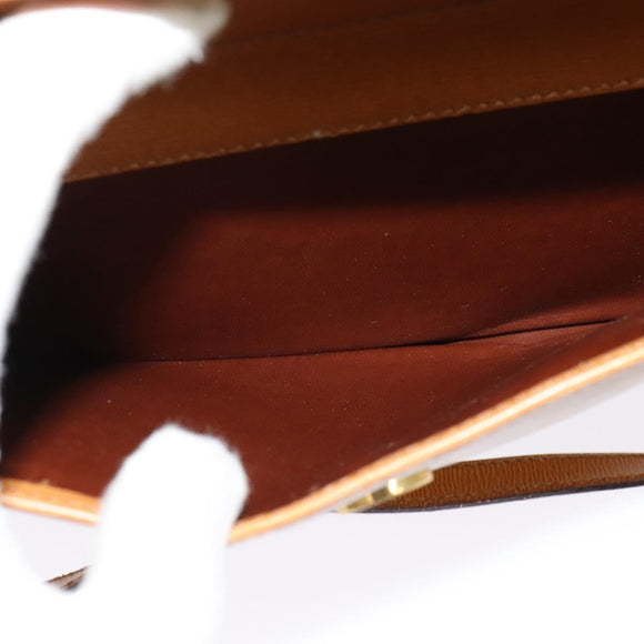 Christian Dior Hand Bag Leather 2way Brown Gold Auth 129698