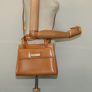 Christian Dior Hand Bag Leather 2way Brown Gold Auth 129698-24