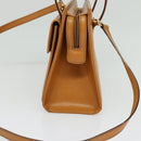 Christian Dior Hand Bag Leather 2way Brown Gold Auth 129698-5
